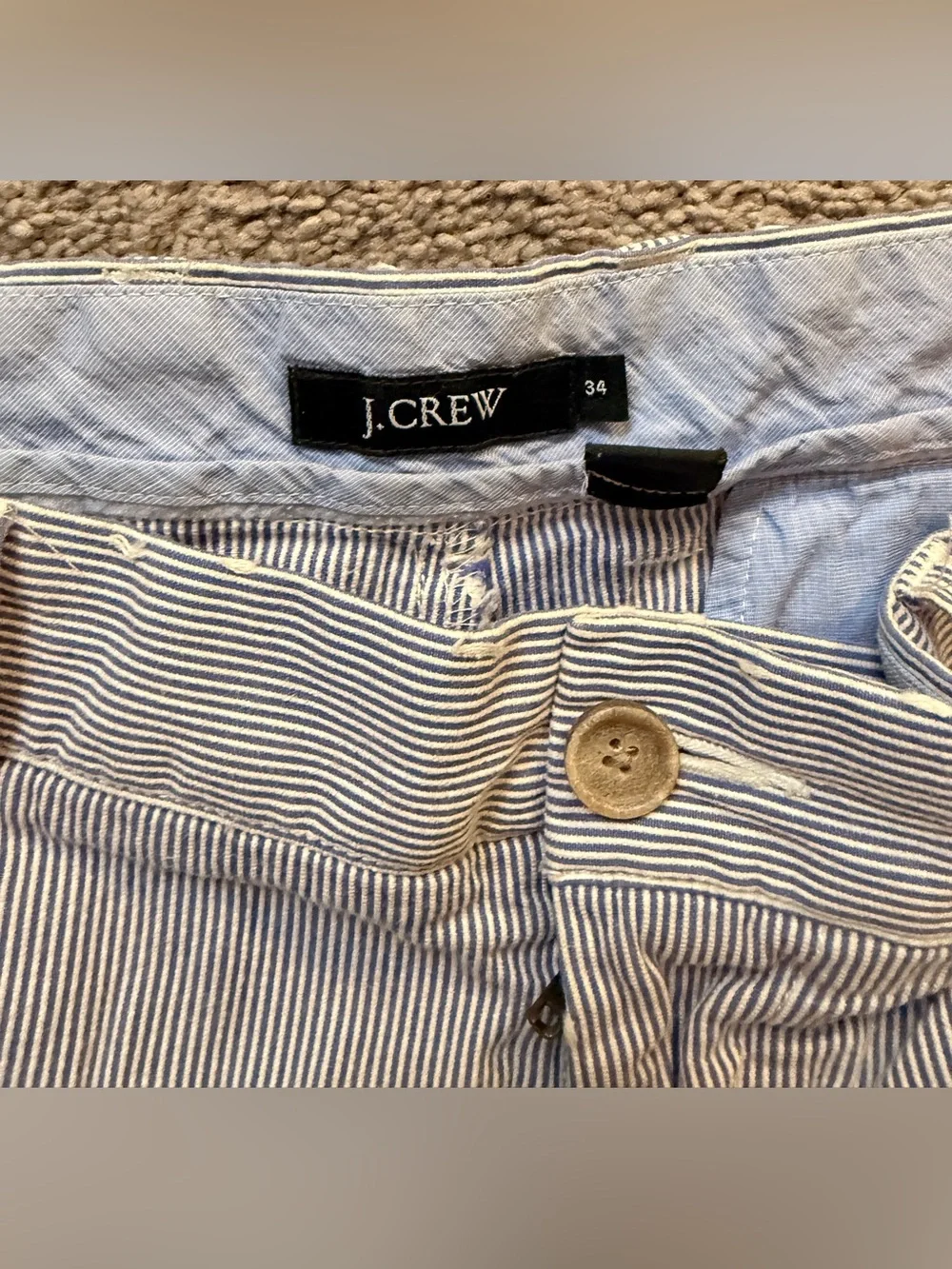 J. Crew Men's Seersucker Flat Front Shorts - Light Blue/White
